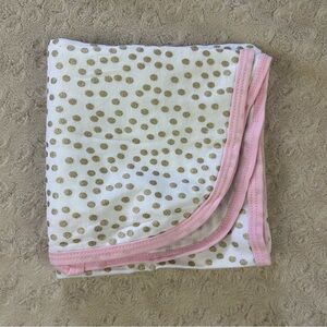 HB Hudson Baby Gold Dot Baby Blanket Pink White Security Lovey